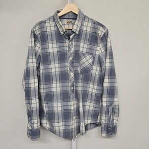 1901 Nordstrom Mens Blue Plaid Button Down Shirt Long Sleeve Cotton Large